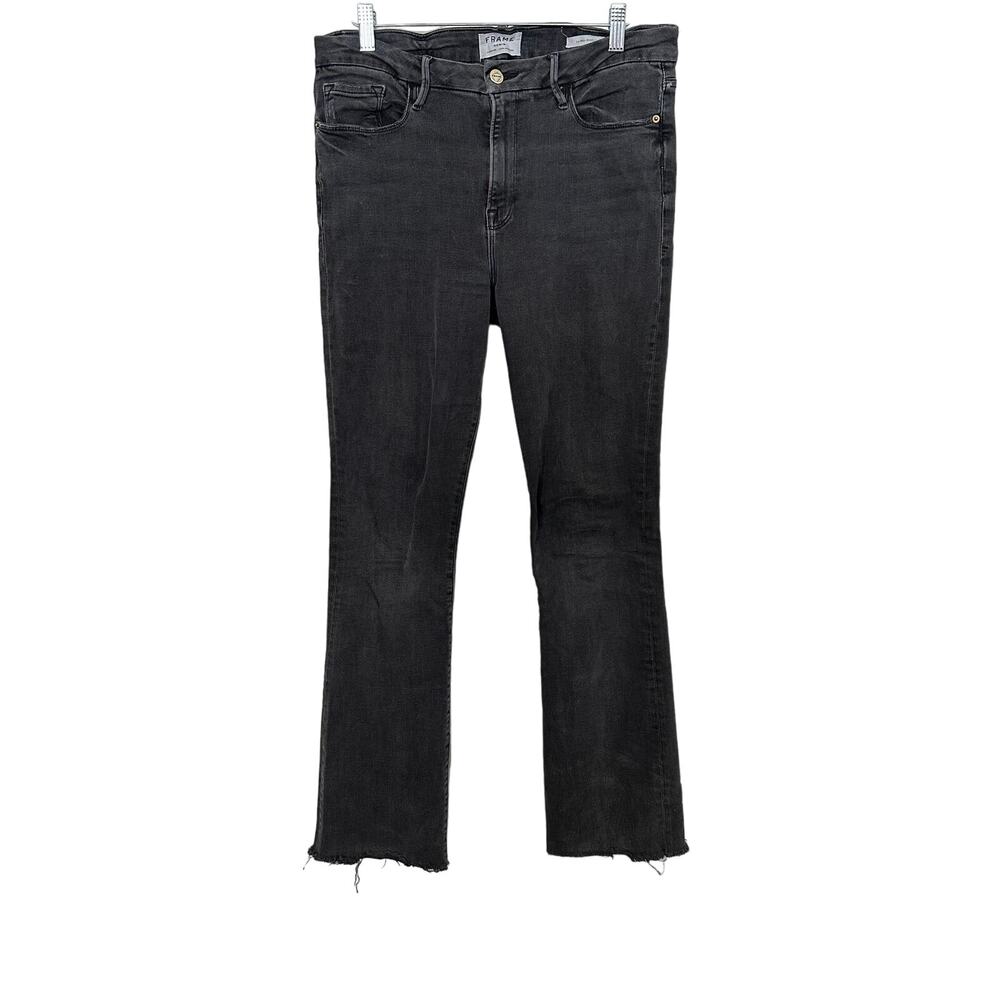 Frame Le Mini Boot Cut Preston Gray Raw Hem Denim Jeans Size 32